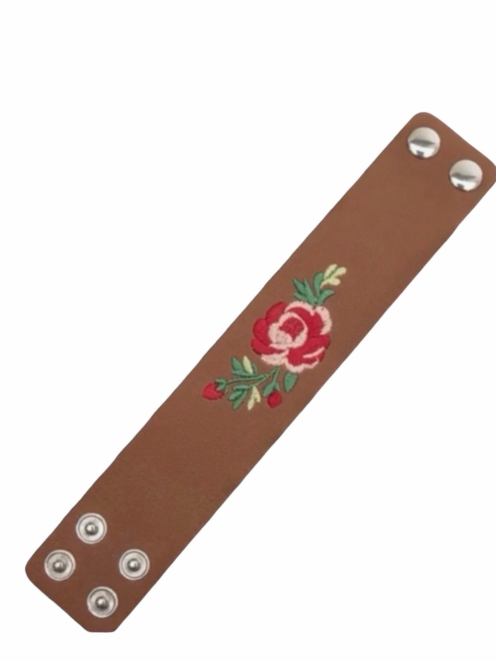 Embroidered Floral Leather Cuff Bracelet NWOT